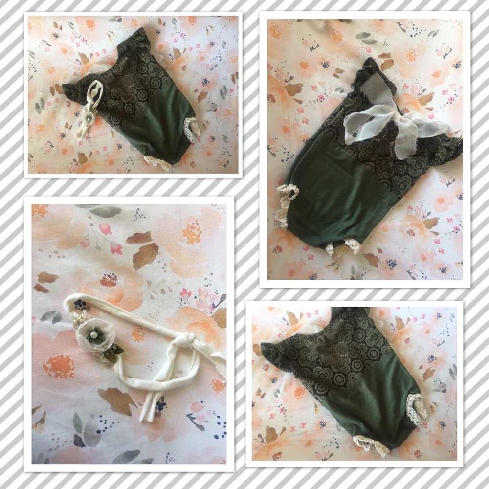 Green Lace Romper and Matching Tieback